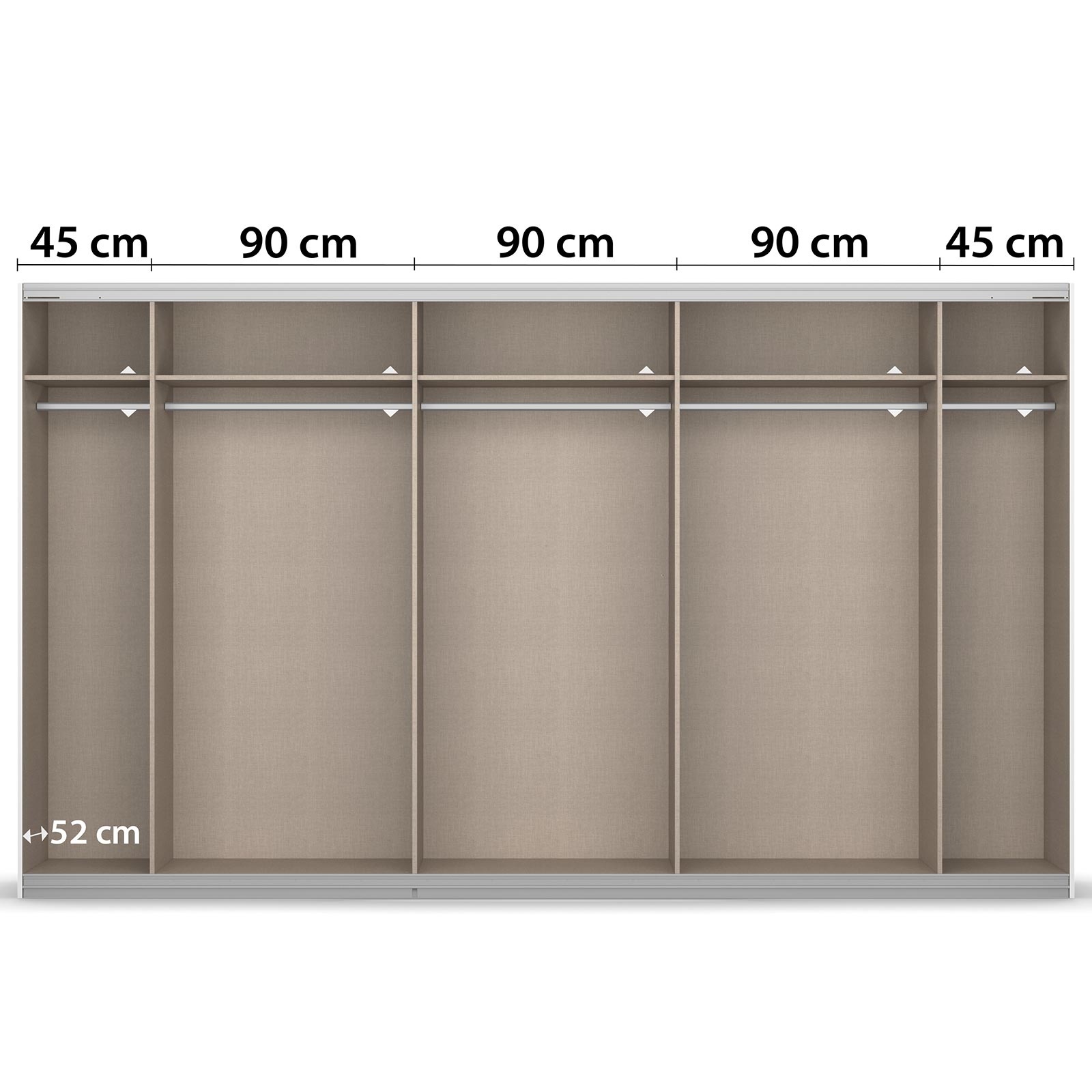 Schwebetürenschrank - Eiche Sonoma - weiß - Glastür - 360x210 cm