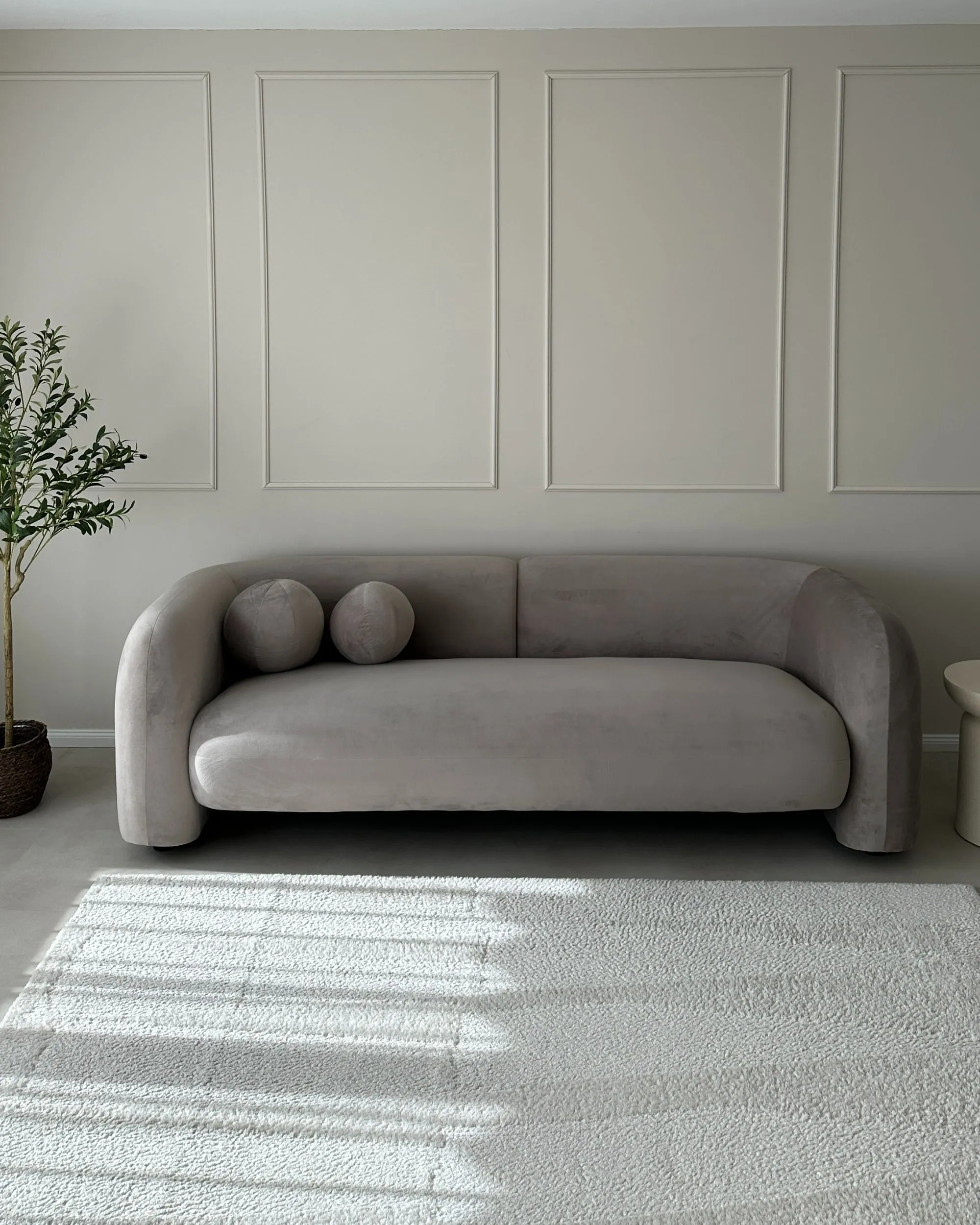 Bank 3-zits LEIREN Fluweel Taupe