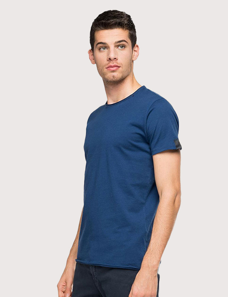 REPLAY T-SHIRT COL ROND COTON STEEL BLUE