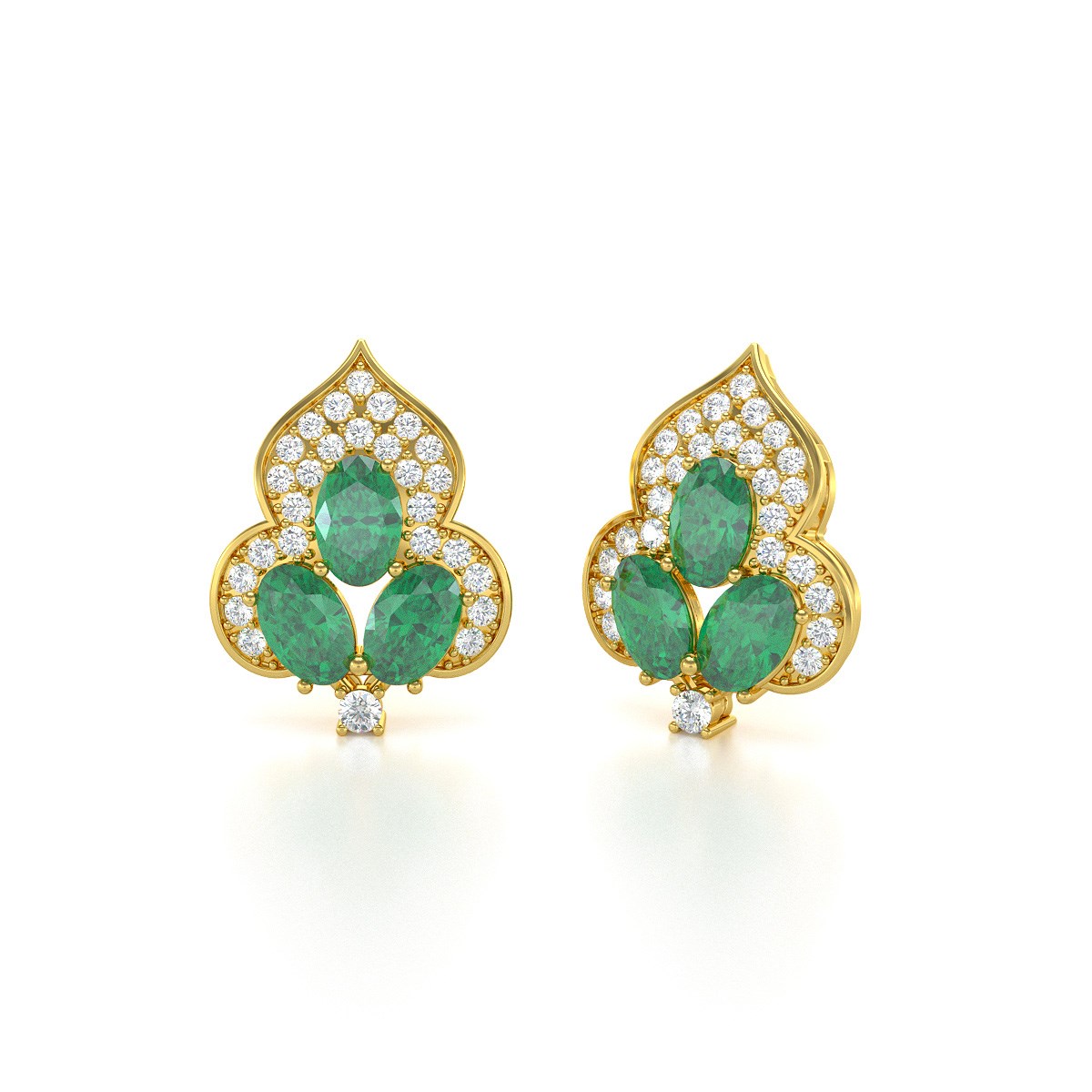 Boucles d'oreilles ADEN Or 585 Jaune et Emeraude 3.5grs