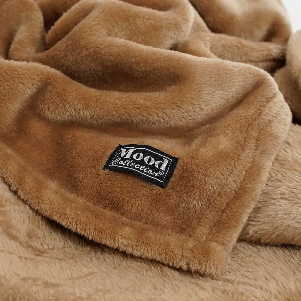 Mica Decorations Famke Fleece Plaid - 180 x 130 cm - Lichtbruin