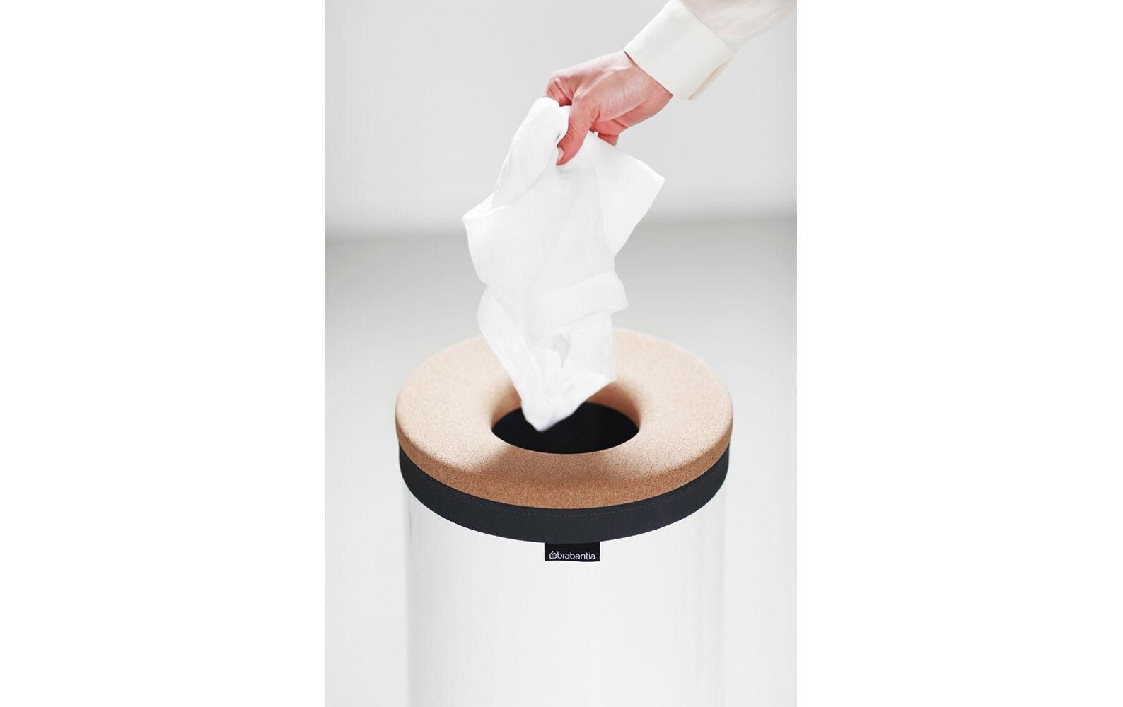 Wäschesammler mit Korkdeckel , 35 Liter, WeissWäschesammelbox