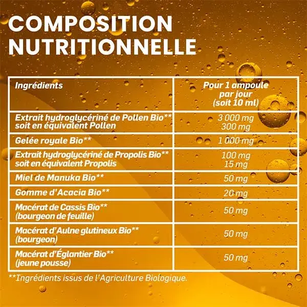 Santarome Orgânico - Geleia Real, Pólen, Própolis, Mel de Manuka Orgânico - 20 ampolas