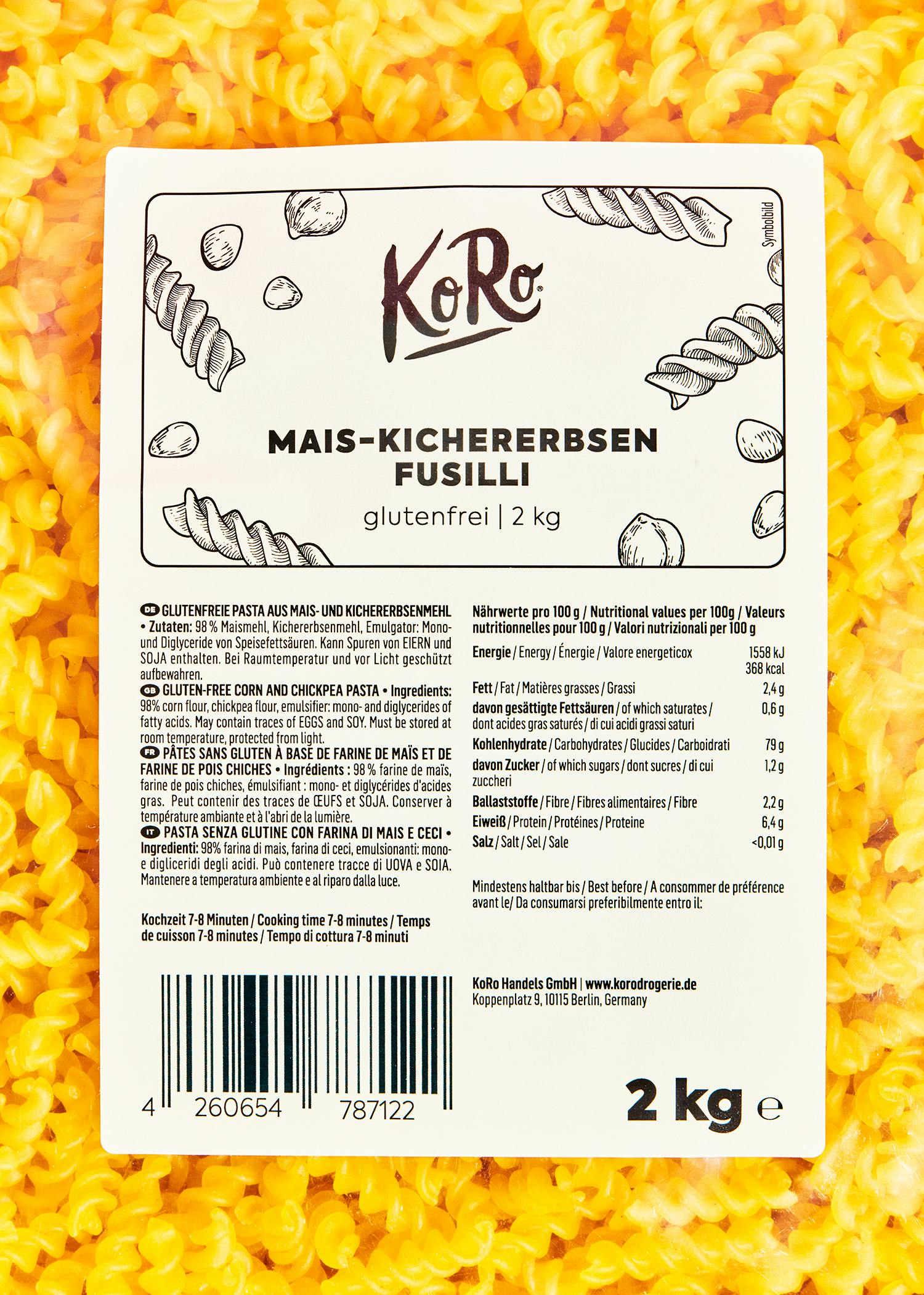 Fusilli aus Mais und Kichererbsen 2 kg