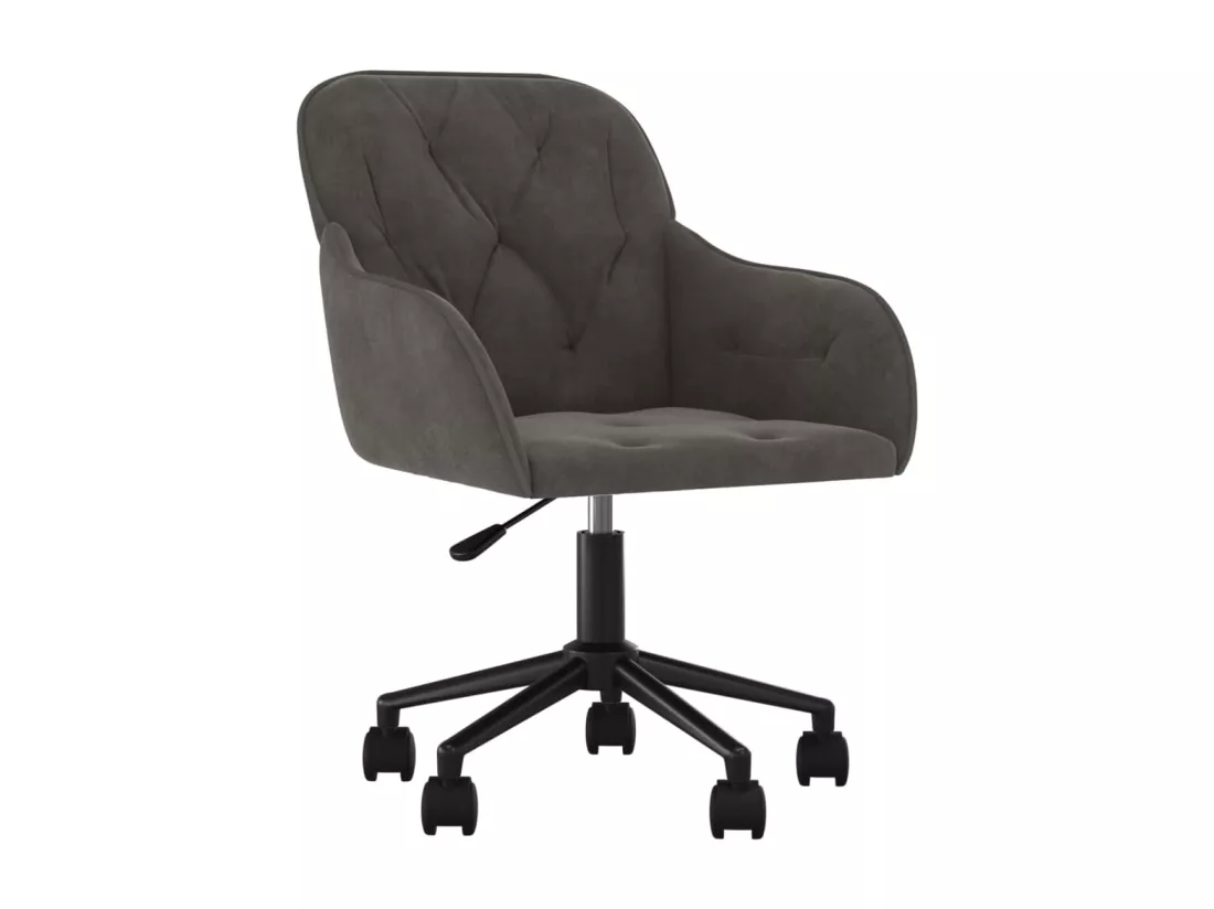 Chaise pivotante de bureau Gris foncé Velours