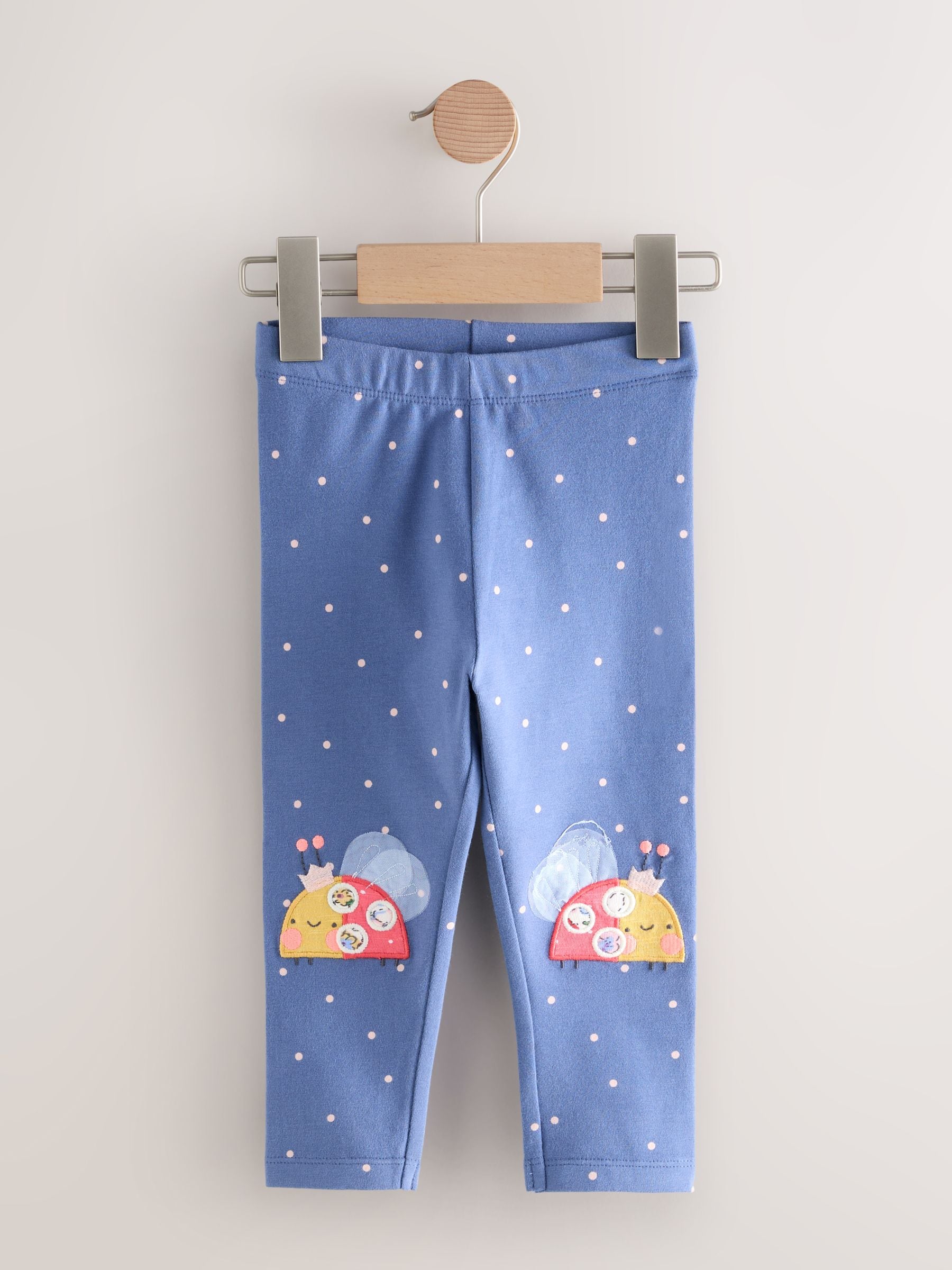 Blauw lieveheersbeestje - Versierde leggings (3 mnd-7 jr)