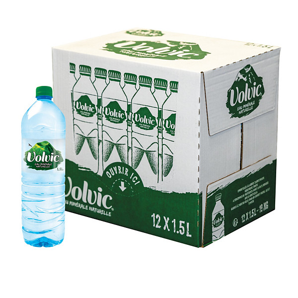 Eau plate Volvic, en bouteille, lot de 12 x 1,5 L