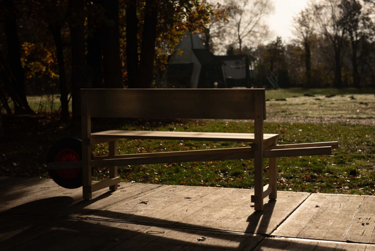 Weltevree Wheelbench tuinbank kruiwagenbank eiken