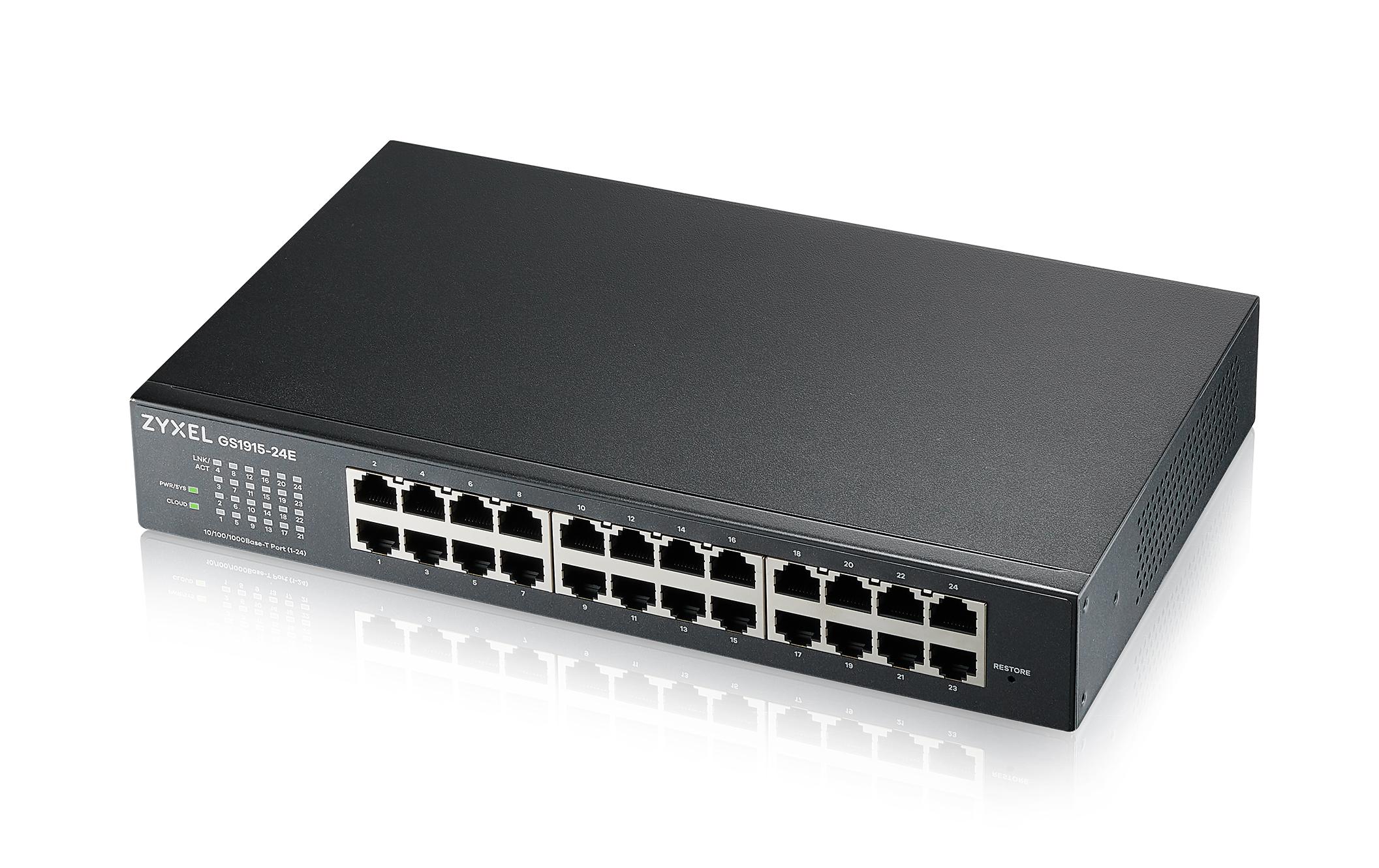 Switch GS1915-24E 24 Port<br>Smart-Managed GbE-Switch mit 24 Ports mit Nebula