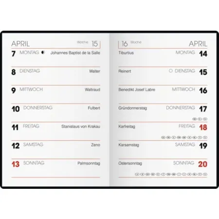 BRUNNEN Taschenkalender A7 7x10cm, 1 Stück, 4-fach-sortiert