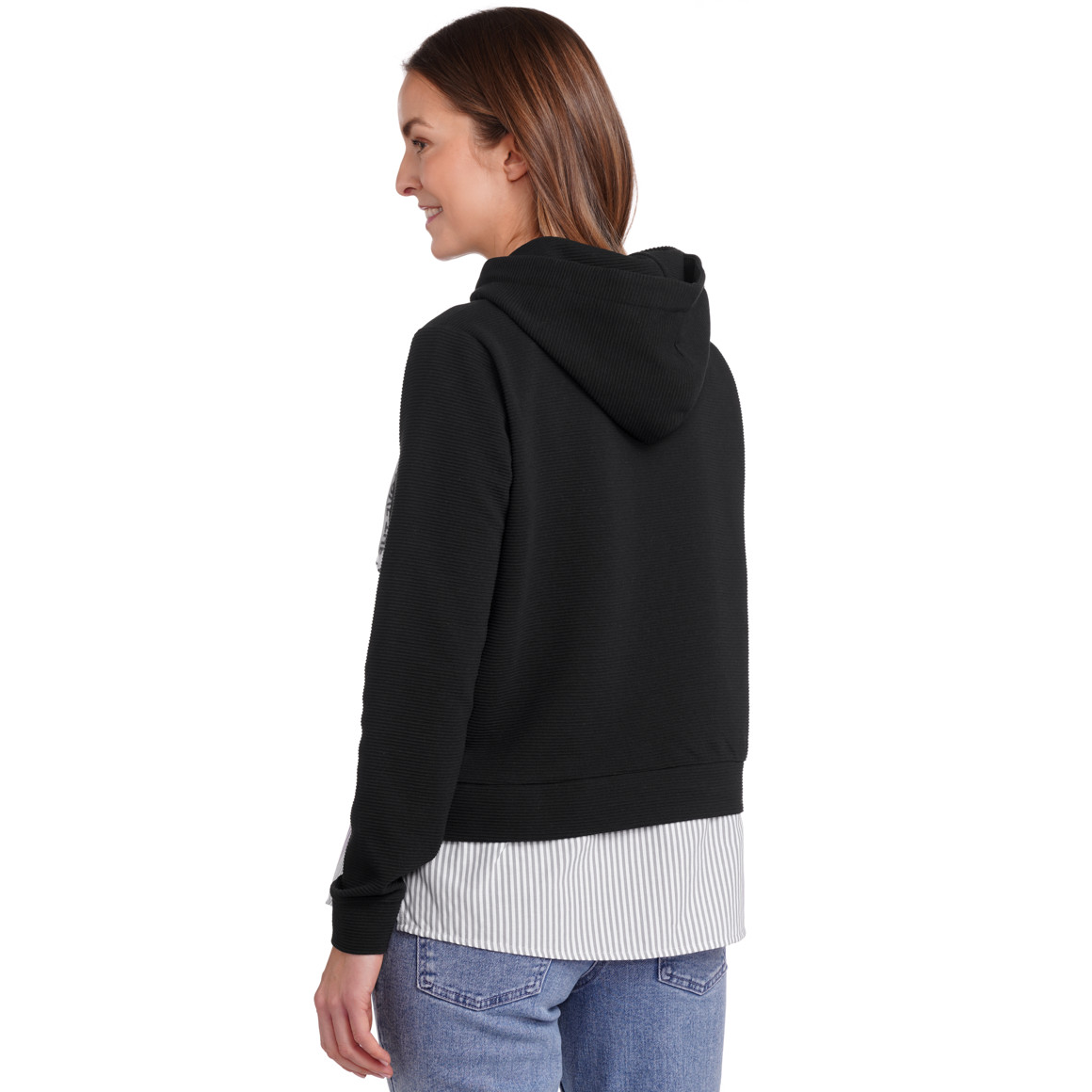 Gina Benotti Damen Sweatshirt im Lagen-Look schwarz