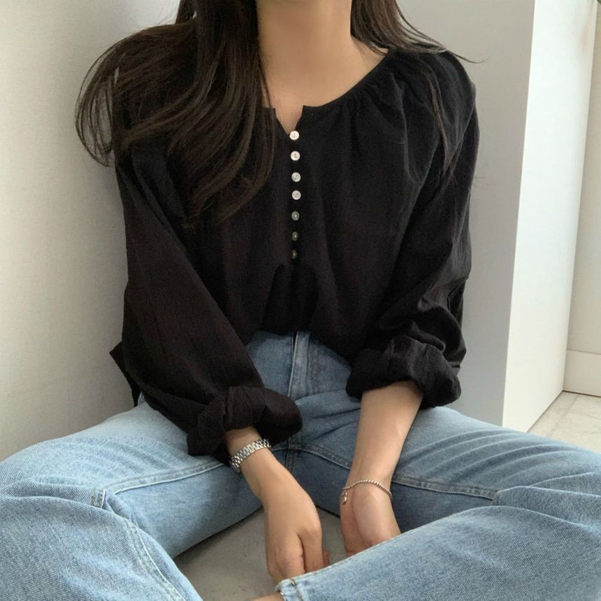 Mori Girls - Henley-blouse met lange mouwen