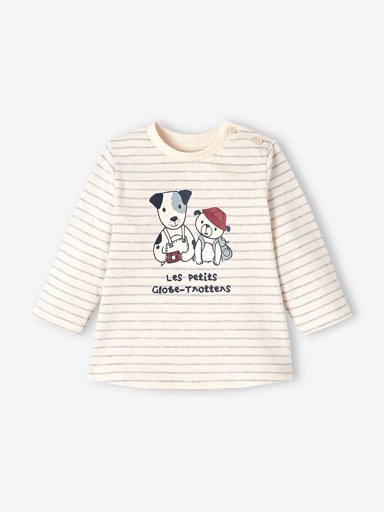 Conjunto de camiseta e calça de lã lisa marrom médio para bebê