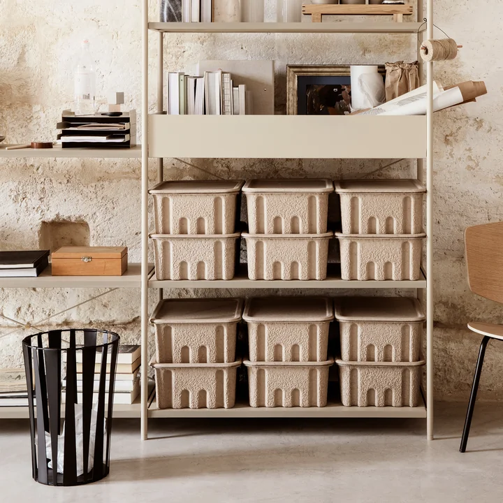 Ferm Living - Paper Pulp Aufbewahrungsbox, XL, charcoal (2er-Set)