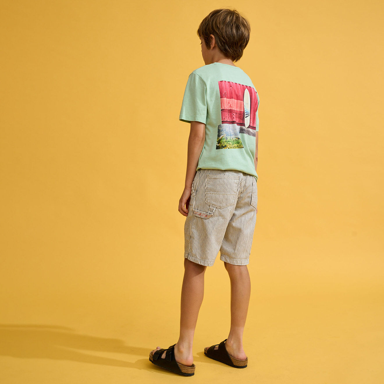 Bellerose Short Printer rayé beige