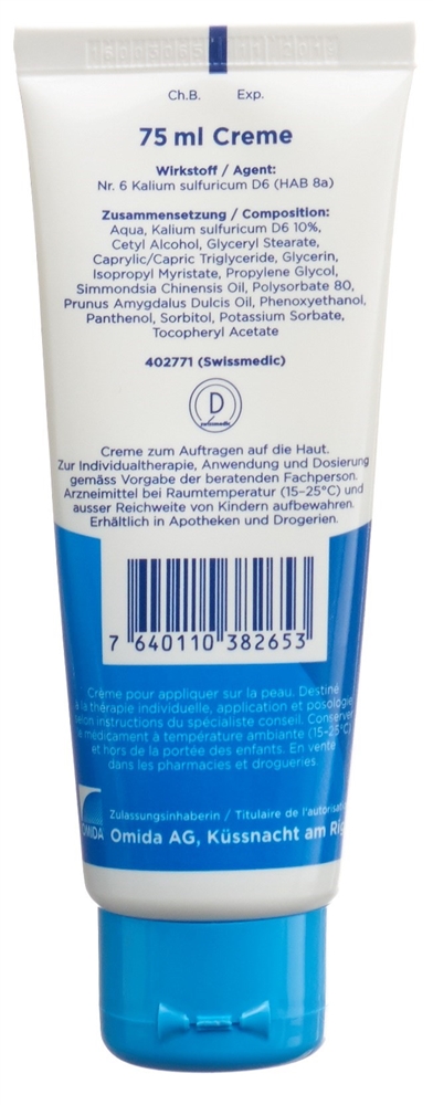 Omida Nr6 Kalium sulfuricum 6 D<br>75 ml, Tube, Creme