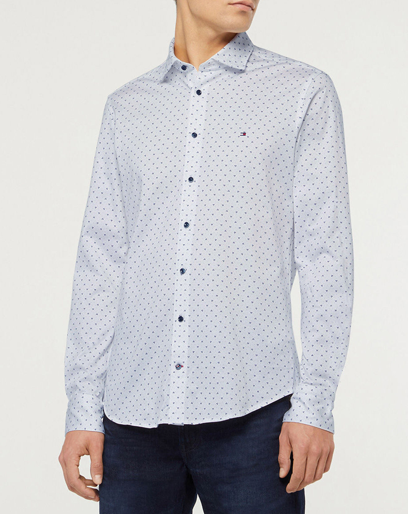 Tommy Hilfiger Chemise Slim Boat Jersey imprimée blanc/bleu