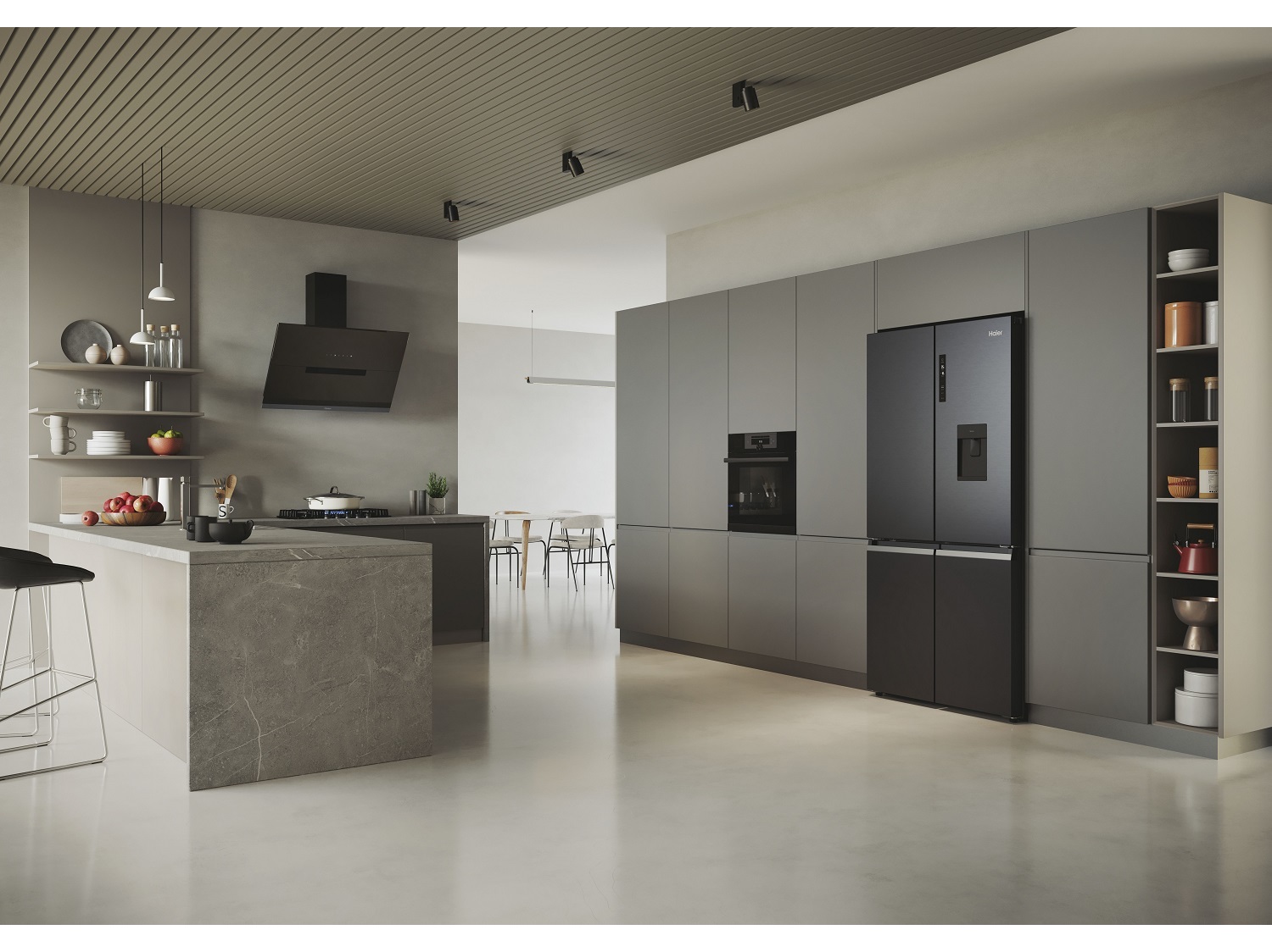 FRIGORÍFICO AMERICANO HAIER HCR5919EHMB PRETO ESCOVADO E 525L NO FROST
