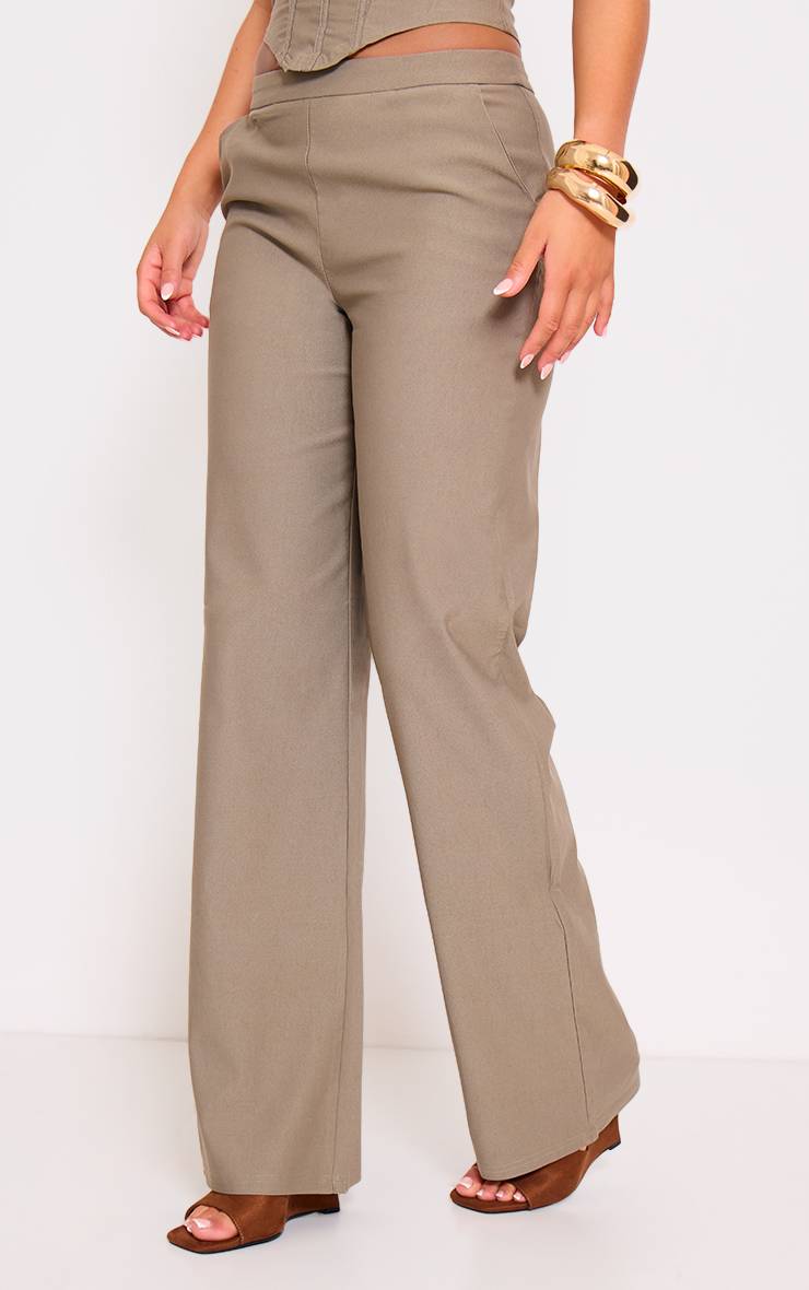 Pantalon Droit Taille Basse En Tissu Tissé