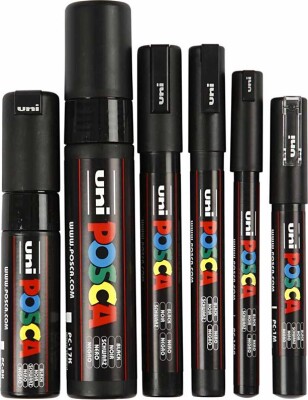 Posca Tusch - Tykkelse 0,7-15 MM - Sort - 6 Stk