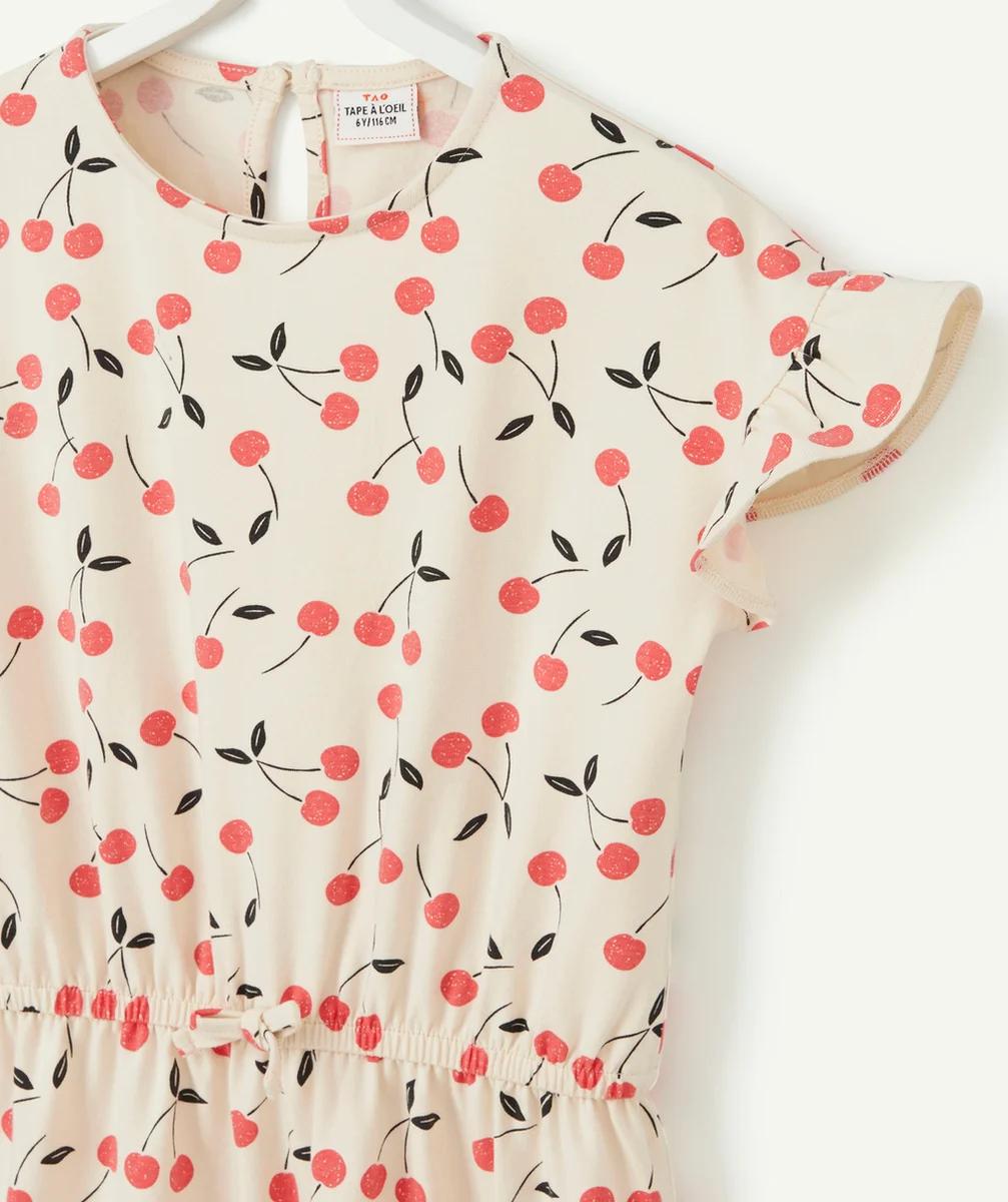 ROBE FILLE ÉCRUE IMPRIMÉE CERISES