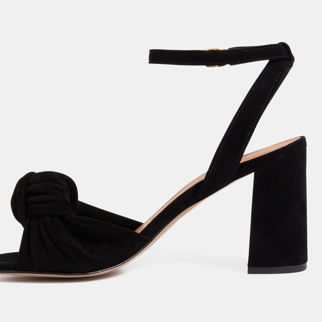 Galeries Lafayette Sandales à talon en Velours de Cuir noires - Talon 8.5 cm