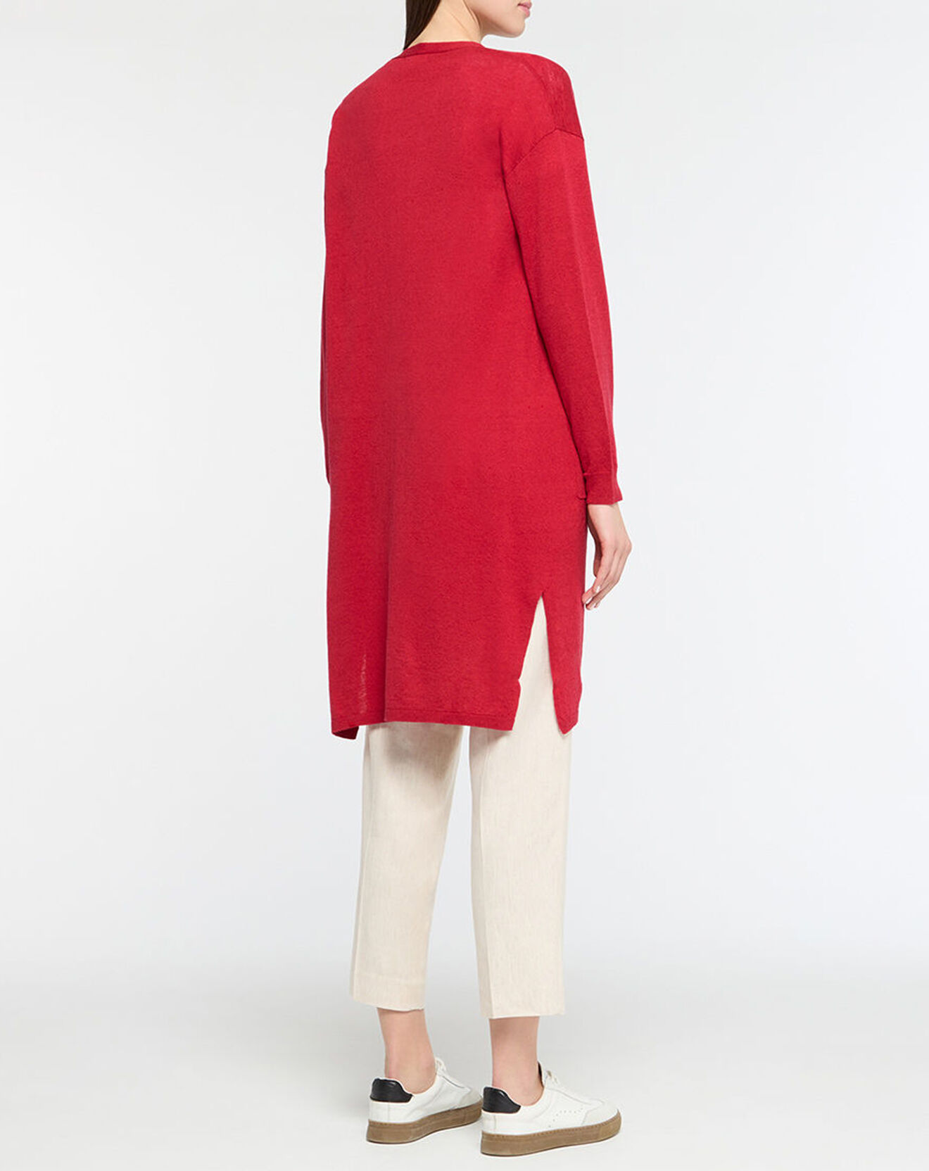 Yerse Gilet en Lin & Coton Twin rouge