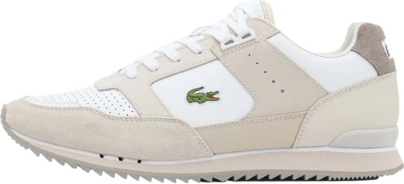 Lacoste Vintage-geïnspireerde Partner Piste Leren Sneakers Beige Heren
