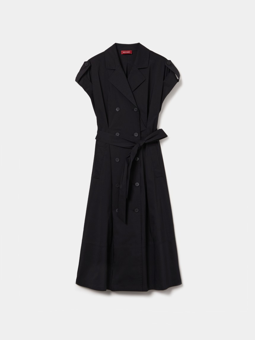 Vestido gabardine curto com cinto