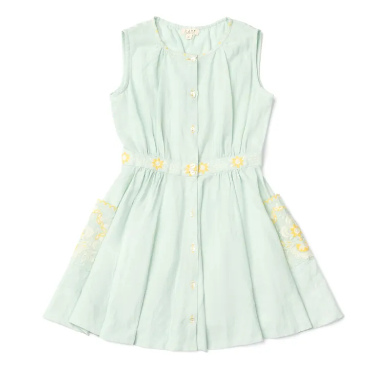 Lali Robe Corset Fleurs Brodées | Vert Menthe