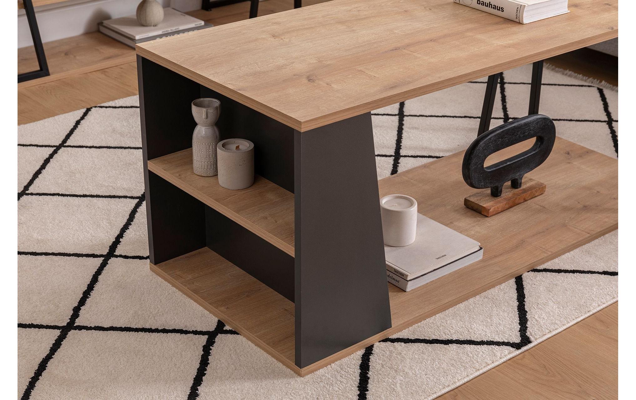 Couchtisch Lissa 120 x 48.6 cm, Braun/Schwarz<br>Sofatisch