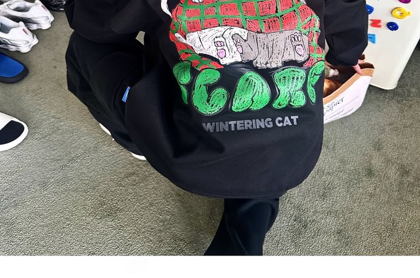 SeoulPop - Losse sweatshirt met kattenprint