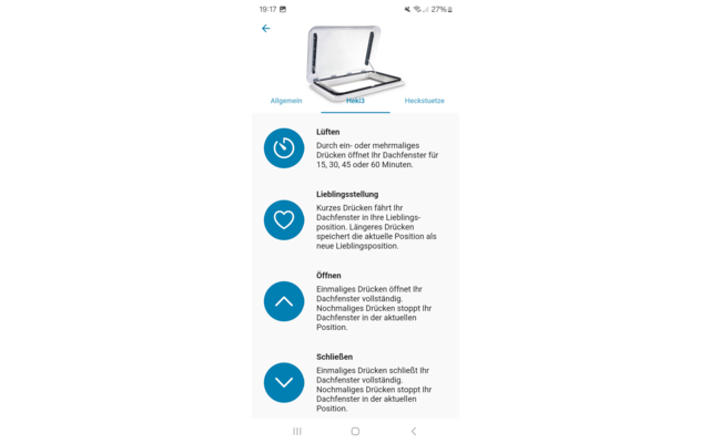 RV tech App Steuerung mit Bluetooth Empfänger für Antriebsset Dometic Dachfenster Heki 3 / Heki 3 Plus / Heki Midi