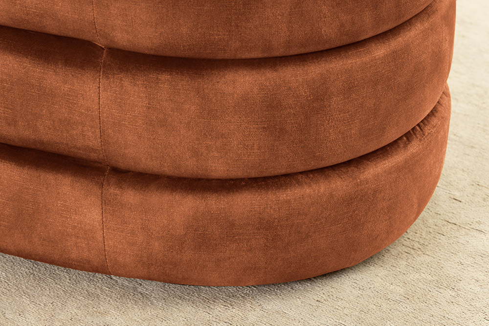 Extravagante Polsterbank VOGUE 115cm rost braun Samt Sitzbank mit Stauraum