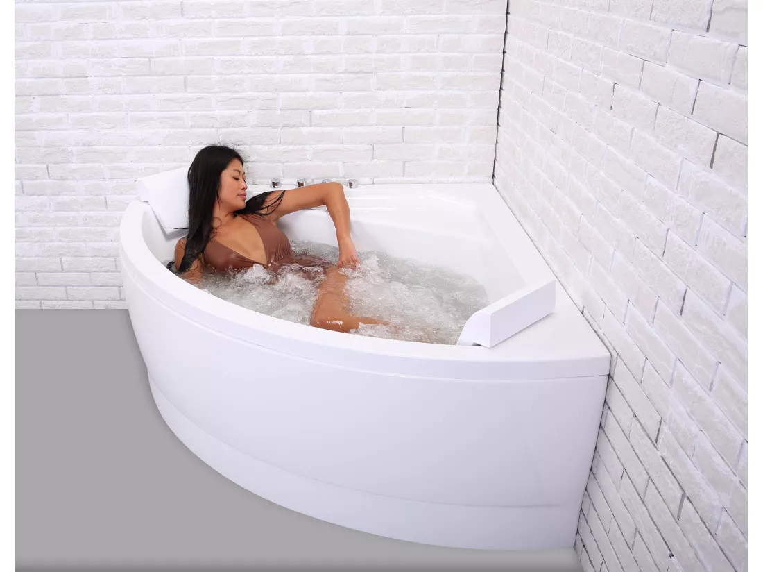 Baignoire balnéo d'angle SELONIA Wave L140xl140xH58cm, by SPALINA