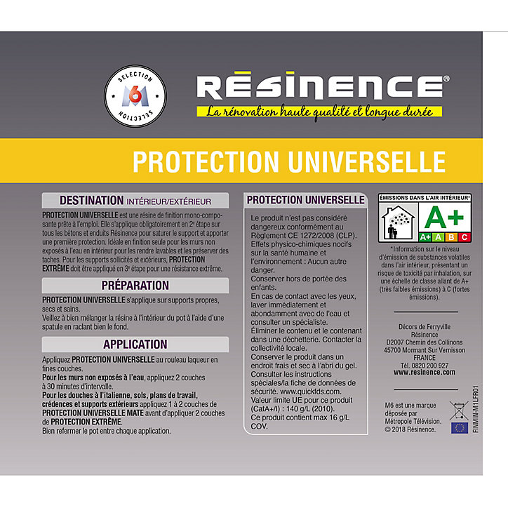 Résine protection extrème zone sèche mat 1L Résinence