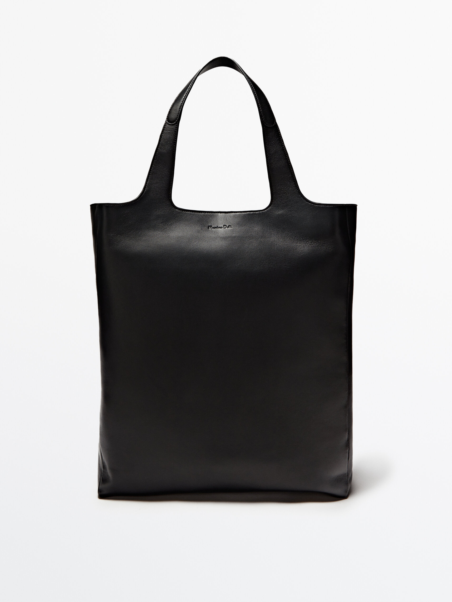 Bolsa tote de couro preta - PRETA