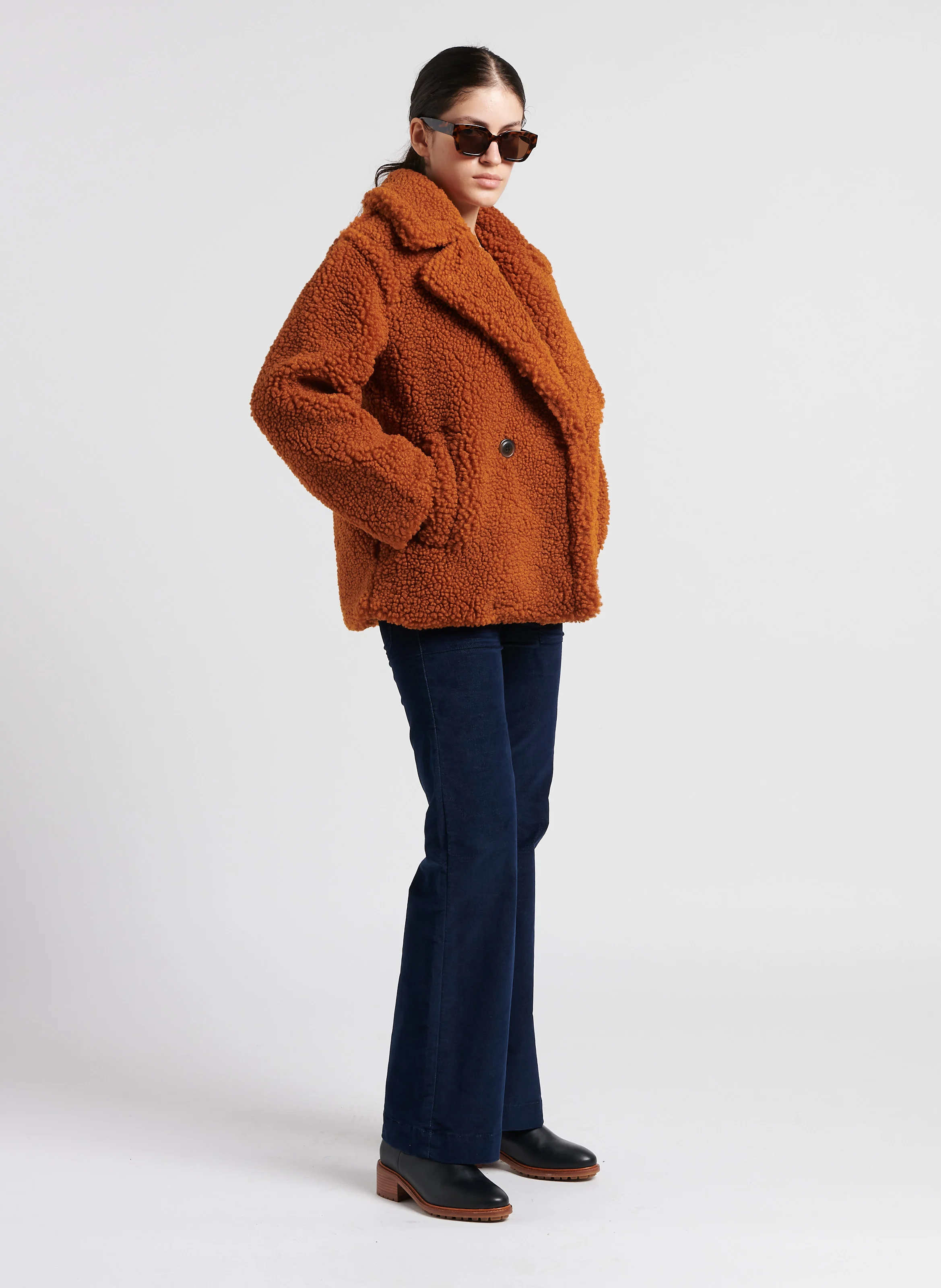 GATSBY - Pantalon évasé en coton mélangé | Bleu