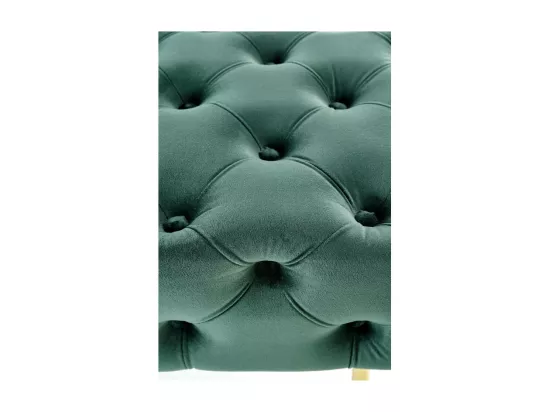 Banc capitonné en velours vert avec pieds dorés en métal PAOLA