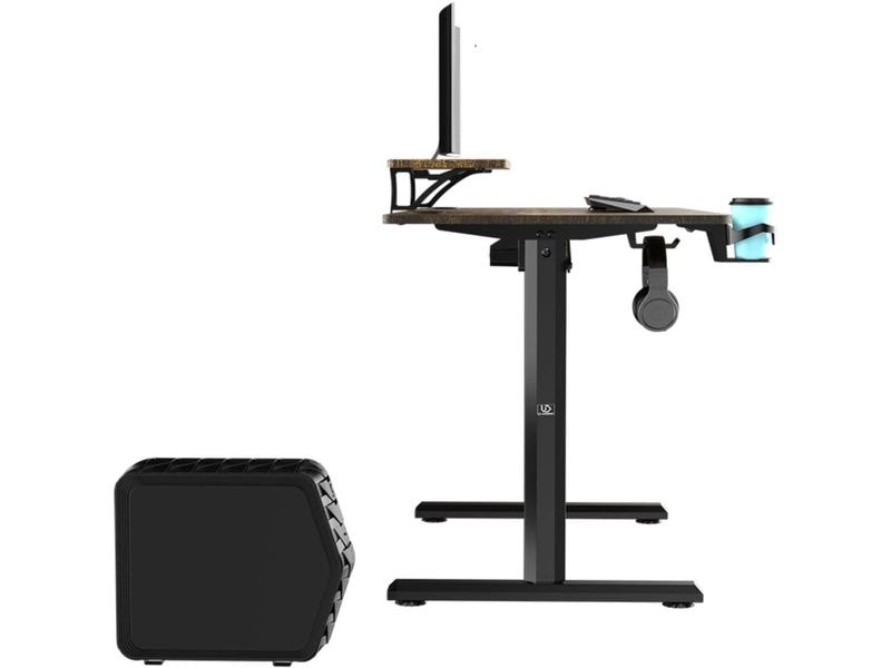 Ultradesk Gaming Tisch Higlander Braun Robuster Gaming-Tisch mit elektrischer Höhenverstellung