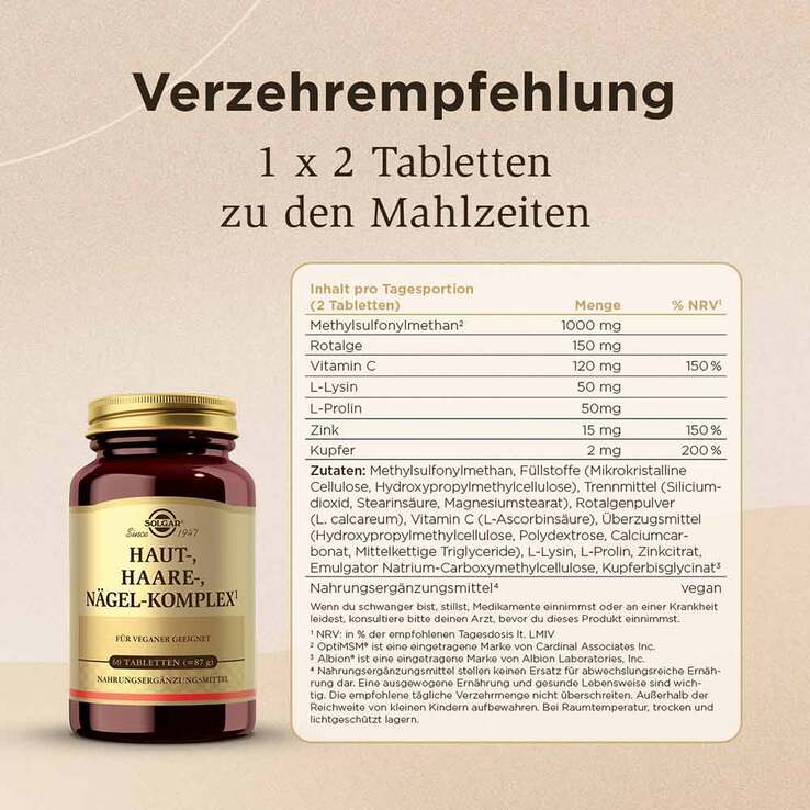 Solgar Haut Haare Nägel Komplex Tabletten, 60 St