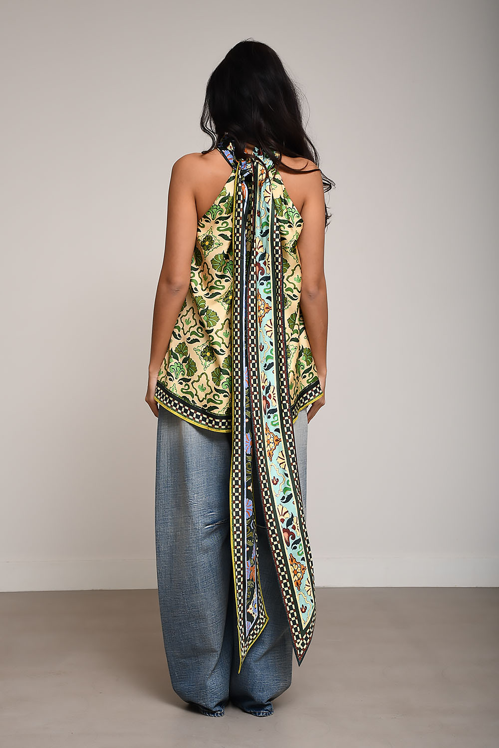 Cece spliced silk top