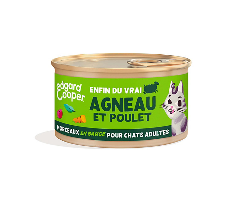 Pâtée en morceaux pour les chats adultes à l'agneau et au poulet 85g Edgard cooper