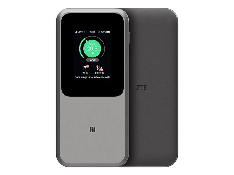 ZTE MU5120, Cellulær netværksmodem, Sort, Wi-Fi 6 (802.11ax), Batteri, 33 W, 159 mm