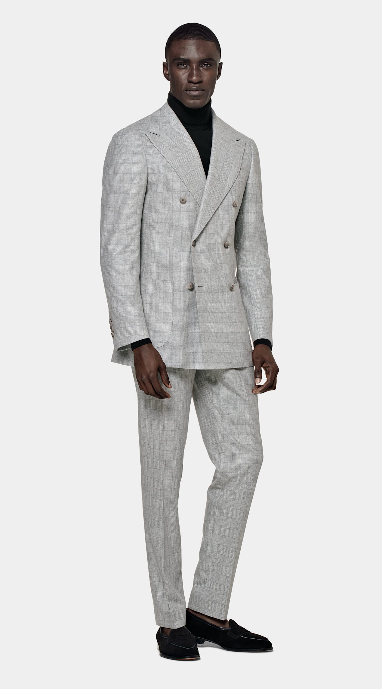 Costume Havana coupe Tailored gris clair à carreaux