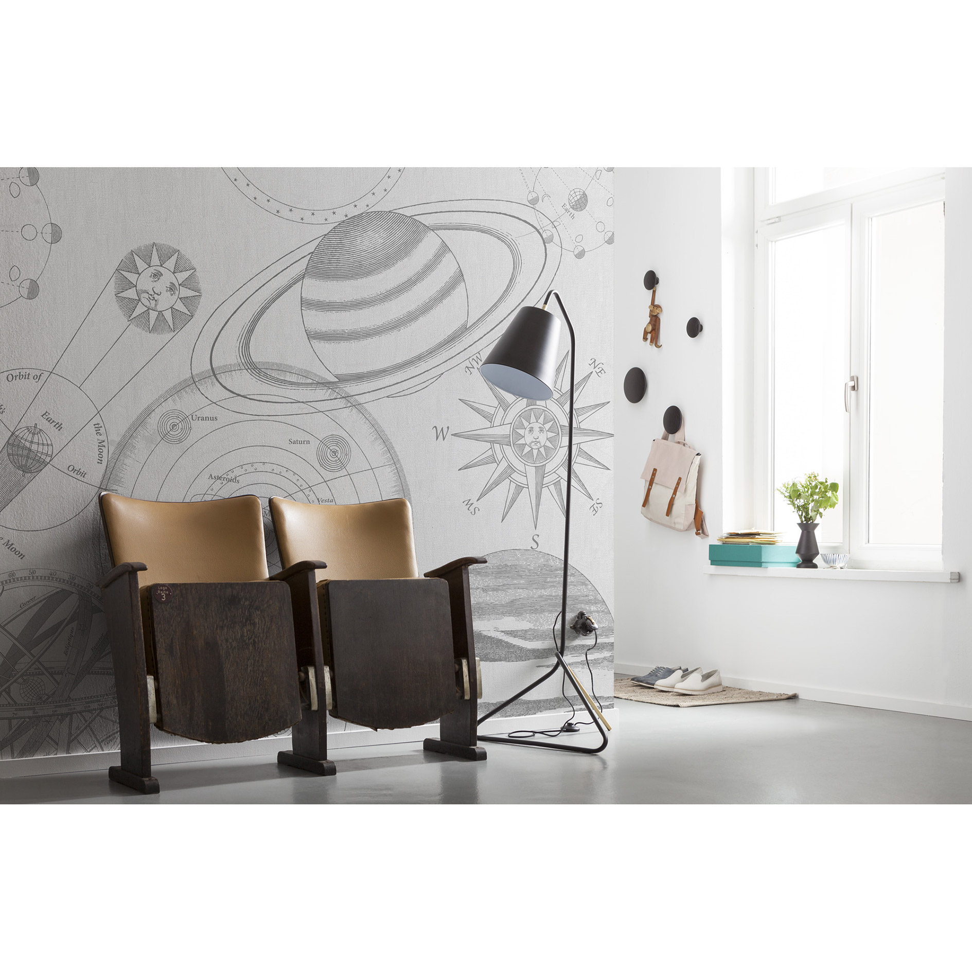 Vlies-Fototapete COSMOS SKETCH - bunt - 300x280 cm