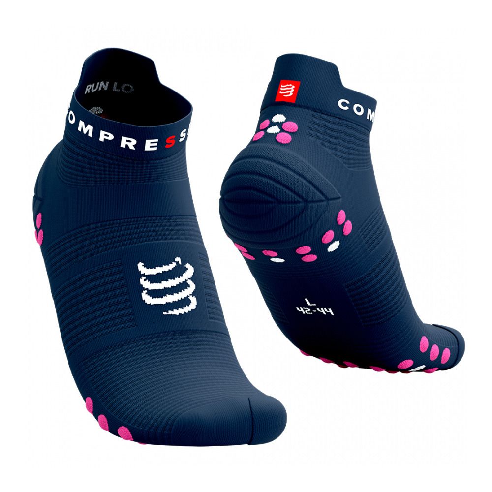 Compressport PRO RACING V4.0 RUN LOW - Chaussettes mood indigo/magenta