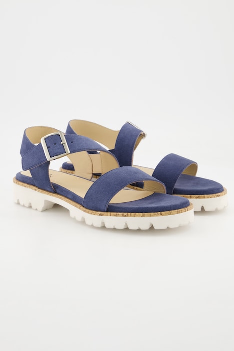 Leder-Sandaletten, Veloursleder, breite Riemen, Weite H