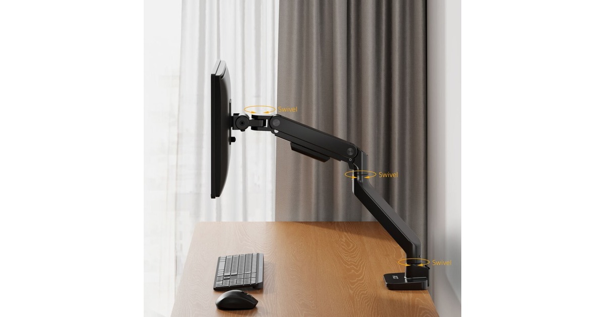 ACT ConnectivityMonitorarm office premium, gasveer, 1 monitor  (Zwart)