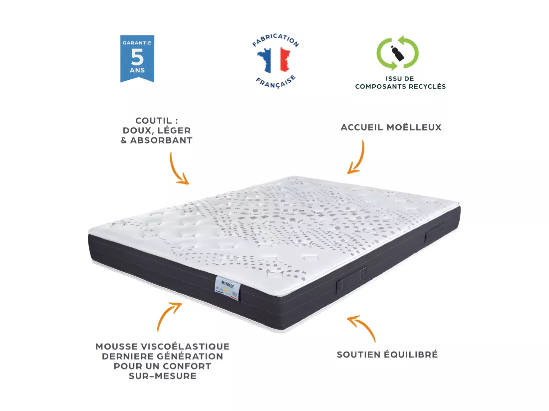 Ensemble relaxation S50 + Matelas Mousse Myriade - 5 zones - 2x90x200 - Gris